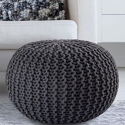 SANYOG DESIGNS Charcoal Oval-Shaped Braided Ottoman-image-19