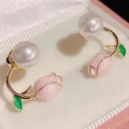Celestria Pearls Beaded Korean Floral Shaped Ear Cuff-20