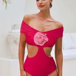 LULU & SKY Floral Detail Off-shoulder Swimsuit-image-67