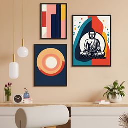 999Store White & Red 3 Piece Paper Religious Wall Paintings-image-88