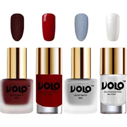 VOLO Set Of 4 Velvet Matte & Extra Shine Nail Polish-8 ml & 9.9 ml Each Shade 23-33-31-46-24