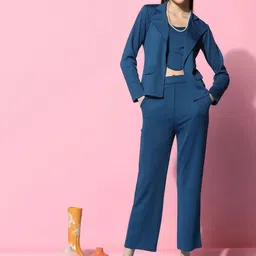 Mast & Harbour Round Neck Long Sleeves Top & Jacket With Trousers Co-Ords-image-95