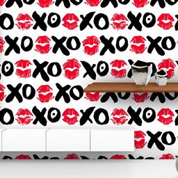 ArtzFolio Printed UV-Resistant Anti-Bacterial Xo And Lipstick Kisses Peel & Stick Wallpaper-image-26