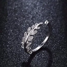 Teeragaj Silver-Plated AD-Studded Adjustable Finger Ring-18