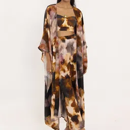 THR3Letter Dyed sleeveless top with Trouser and Shrug Co-ords-picture-35