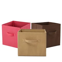 Kuber Industries Pink & Brown 3 Pieces Multi-Utility Organisers-4