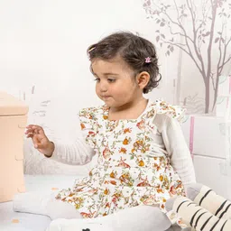 THE BABY TRUNK Animal Print Organic Cotton Pinafore Dress-image-82