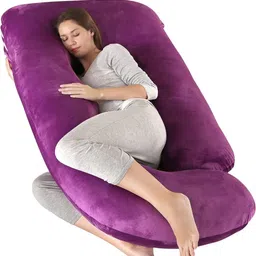 Pum Pum Purple Fibre Filled Faux Velvet Ultra Soft Sleep Pillow-image-86