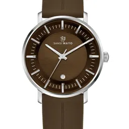 SANSIMAYO Men Textured Dial Date Aperture Analogue Watch SM-WM-174-BROWN image 4