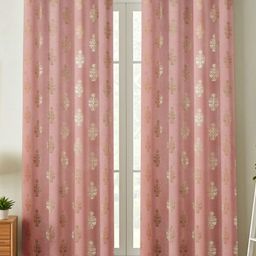 Galaxy Home Decor Pink 2 Pieces Printed Velvet Room Darkening Long Door Curtain-picture-17