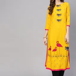 Pannkh Women Abstract print Round Neck A-Line Kurta-picture-33