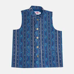 Little Bansi Boys Floral Striped Printed Nehru Jacket-picture-51