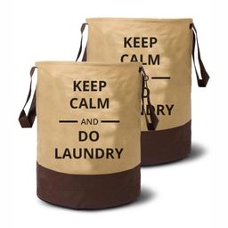 Aura Beige & Brown 2 Pieces Printed Foldable Laundry Bag-image-29