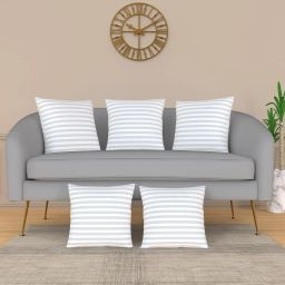 Comfortable and Soft, Premium Fibre Filler Cushion Microfibre Stripes Cushion Pack of 5-17