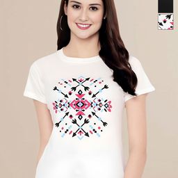 Mast & Harbour Women Typography 3 Printed Applique T-shirt-image-75