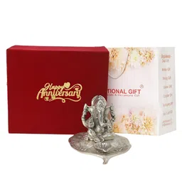 INTERNATIONAL GIFT Patta Ganesh God Metal Idol Showpiece With Best Wishes Tag & Box-image-44