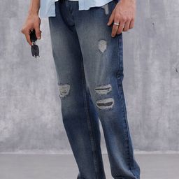 WROGN Men Comfort Relaxed Fit Mid-Rise Highly Distressed Heavy Fade Jeans-picture-47