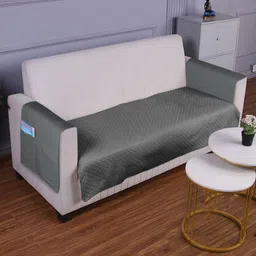 HOKIPO Grey 3 Seater Sofa Cover With Arms-26
