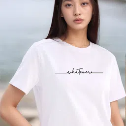 LAUREN ADAMS Women Typography Printed Round Neck Pure Cotton T-shirt-image-86