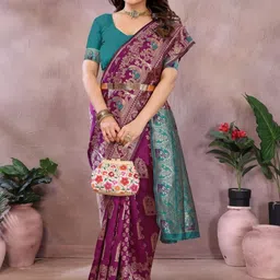 vj fashion Magenta Woven Design Barasi Sarees-picture-34