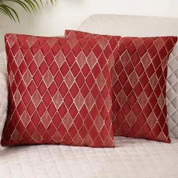 Set of 2 Piece Maroon Color Premium Velvet Cushion Covers-24