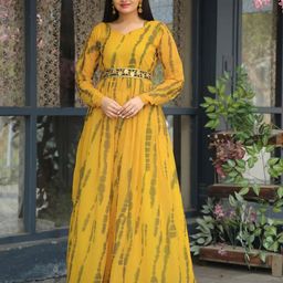 Shedika Tie and Dye Print Georgette Fit & Flare Maxi Dress-image-11
