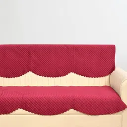 Aura Red 2 Pieces 3 Seater Velvet Sofa Covers-image-62