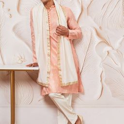 VASTRAMAY Men Regular Kantha Work Kurta with Pyjamas & With Dupatta-picture-30