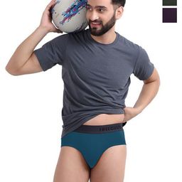 FREECULTR Pack Of 3 Men Anti Bacterial Ribbed Basic Briefs-32