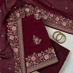 Koskii Floral Embroidered Sequinned Unstitched Dress Material-image-68
