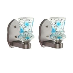 Somil Premium Designer Glass Wall / Night Lamp Elegant & Stylish Dcor Accent for Modern Interiors, color- Blue, Size:- 17 X 17 X 12 CM-18