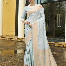 HERE&NOW Ethnic Motifs Zari Pure Silk Banarasi Saree-13