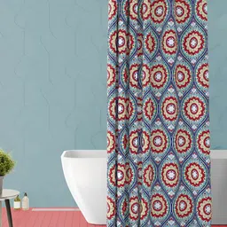 ArtzFolio Red & Grey Printed Waterproof Shower Curtain-8