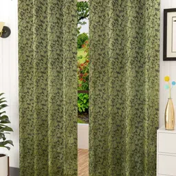 Galaxy Home Decor Green Set of 2 Room Darkening Long Door Curtain-image-81