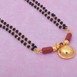 MEMOIR Gold-Plated Single Vati CZ Studded Mangalsutra-image-57