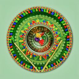 ME & YOU Green Embroidered Stainless Steel Mehendi Thali Set-image-90