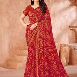Saree mall Bandhani Pure Chiffon Designer Bandhani Sarees-image-59