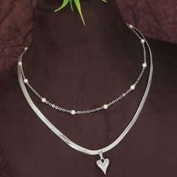 V FASHION JEWELLERY Silver-Plated Handcrafted Necklace-image-82