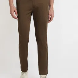 Raymond Men Solid Slim Fit Flat Front Casual Chinos Trousers-image-47