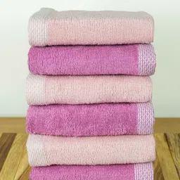 Myntra Elegant Homes 6Pcs Purple & Peach-Colored Organic Bamboo 550 GSM Face Towels-image-80