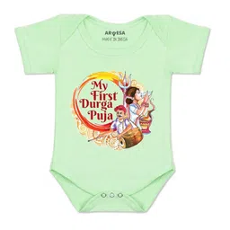 Arvesa Kids-Unisex Green Cotton Rompers-picture-45