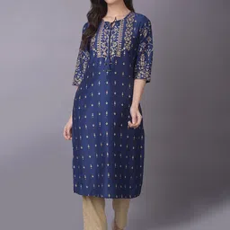 Shree Floral Printed Tie-Up Neck Straight Kurta-picture-29