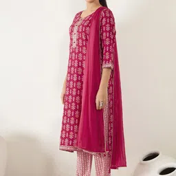 Anouk Women Ethnic Motifs Printed Regular Kurta with Trousers & With Dupatta image 4