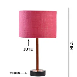 Aura Pink & Copper Toned Metal Contemporary Cylindrical Shaped Table Lamp-4
