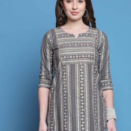 Rajnandini Floral Printed Notch Neck Pure Cotton Kurti-image-28