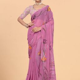 Avojee Floral Printed Floral Saree with Blouse Piece-image-19