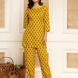 DHANOTA Women Floral Printed Top With Trousers Co-Ords-image-79