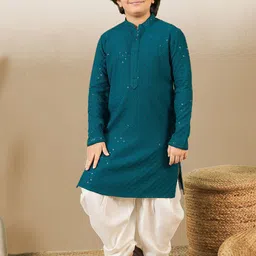 Here&Now X Sanwara Boys Floral Embroidered Regular Sequinned Kurta with Patiala-6