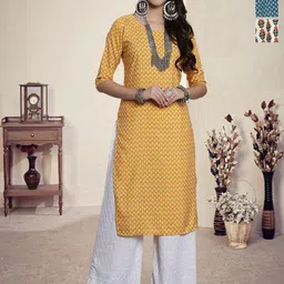 HERE&NOW Selection Of 3 Ethnic Motifs Printed Round Neck Straight Kurta-image-52