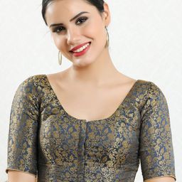 VAMAS - THE DESIGNER BLOUSES Women Round Neck Padded Saree Blouse-image-28